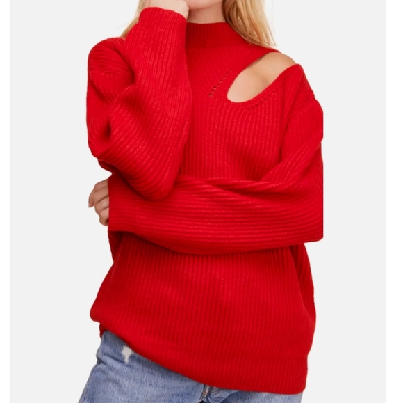 Astr The Label Red high neck longsleeves sweater women's size small